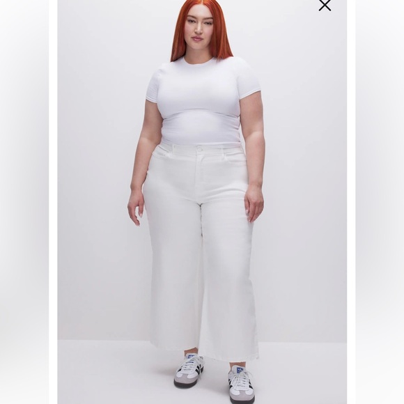 Good American Good Waist Cropped Palazzo Jeans, Size 14/32 - Picture 8 of 8